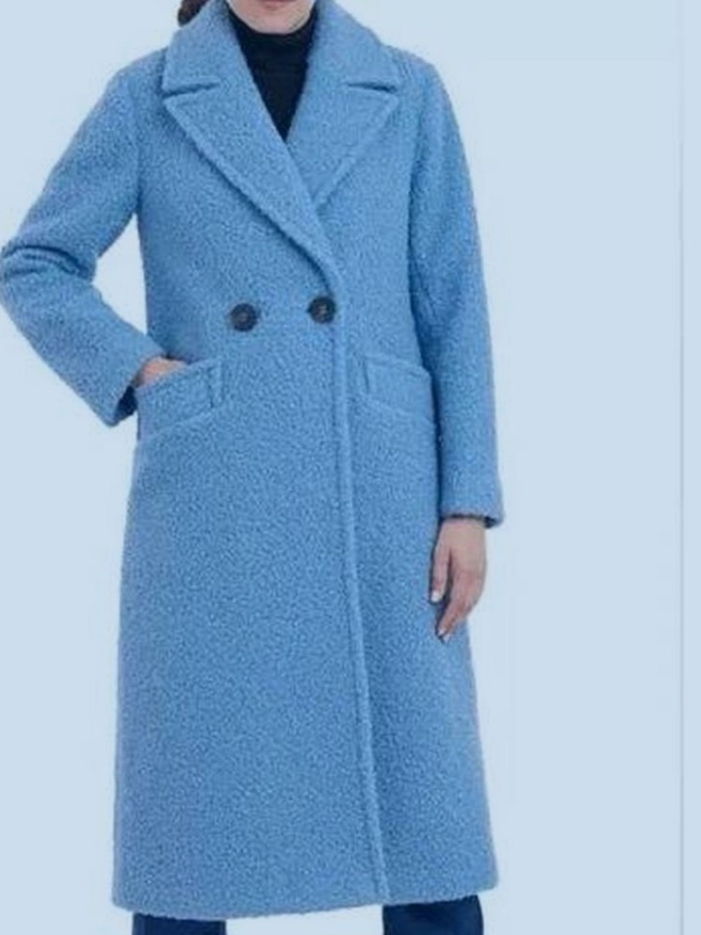 Dusty Blue Teddy Bouclé Coat